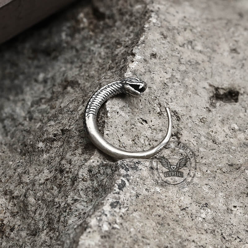 Snake-shaped Sterling Silver Hoop Earrings