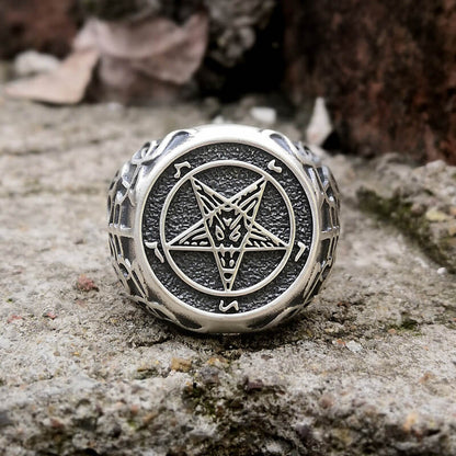 Sigil of Baphomet Sterling Silver Satan Ring