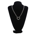 Silver Color Chain Necklace / Gothic Heart Shape Pendant Necklace / Witch Festival Jewelry