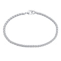 Silver 3.2mm Thick Ponytail/foxtail/wheat Weave Chain Bracelet