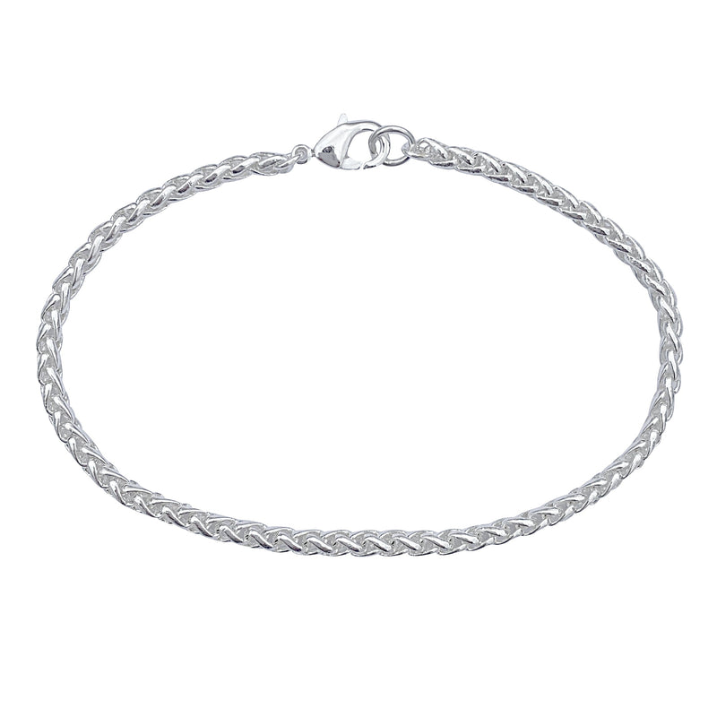 Silver 3.2mm Thick Ponytail/foxtail/wheat Weave Chain Bracelet