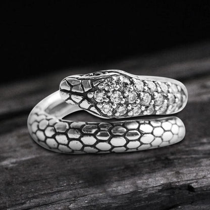 Silver Snake Sterling Silver Cz Ring