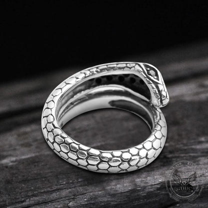 Silver Snake Sterling Silver Cz Ring