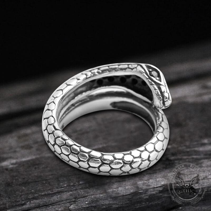 Silver Snake Sterling Silver Cz Ring