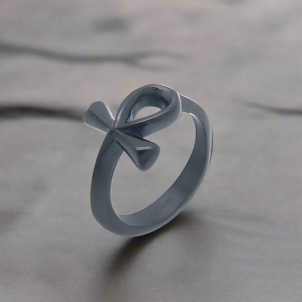 Simple Ancient Egyptian Ankh Cross Stainless Steel Ring