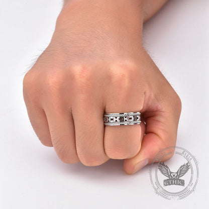Simple Chain Link Hollow Stainless Steel Ring