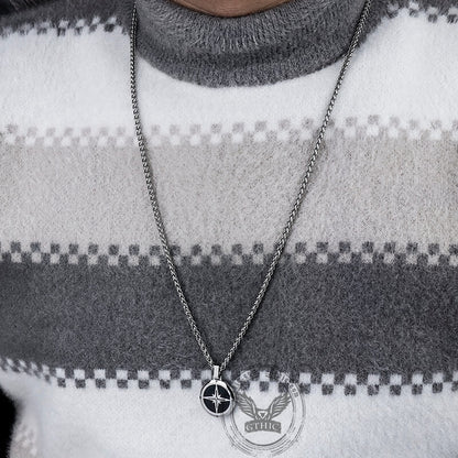 Simple Compass Design Stainless Steel Pendant
