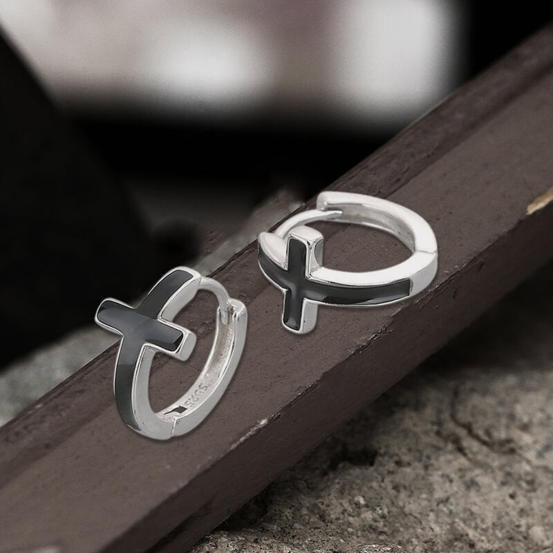 Simple Cross Sterling Silver Earrings