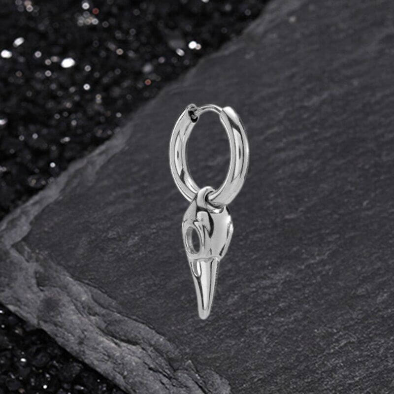 Simple Crow Head Stainless Steel Beast Drop Earrings