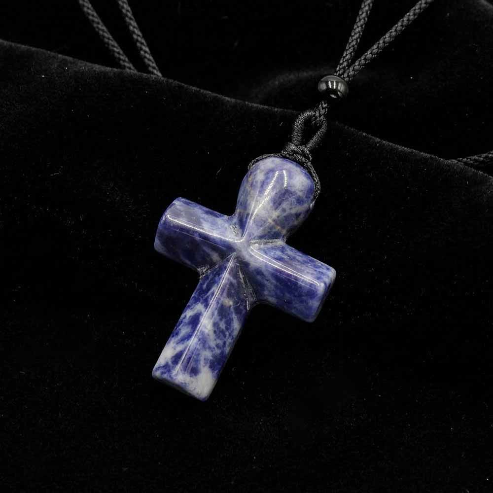 Simple Natural Crystal Cross Charm Necklace