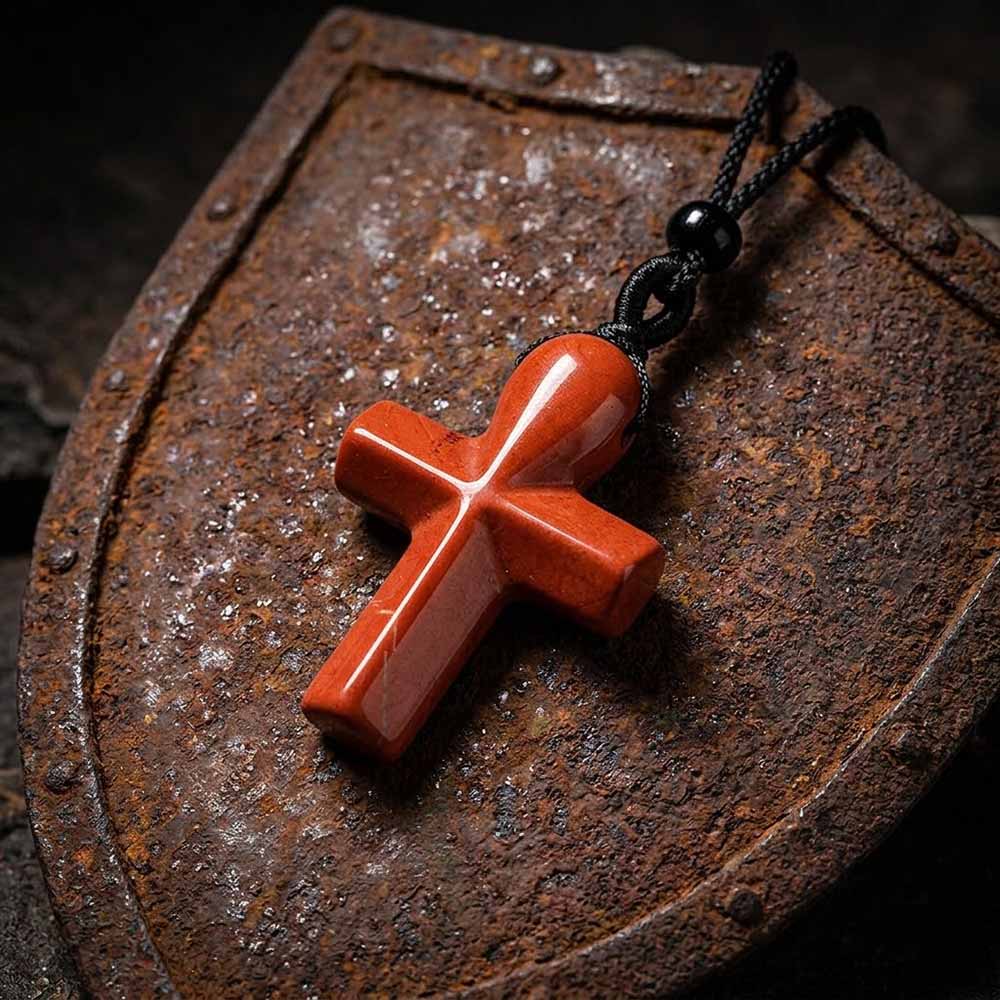Simple Natural Crystal Cross Charm Necklace
