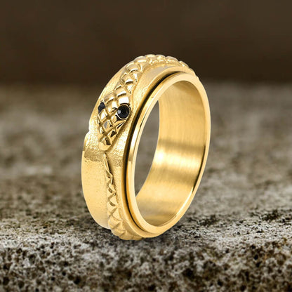 Simple Snake Entwine Stainless Steel Spinner Ring