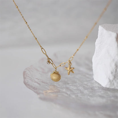 Simple Starfish Shell Stainless Steel Necklace