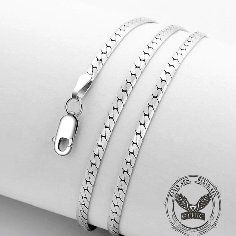 Simple Sterling Silver Snake Bone Chain Necklace