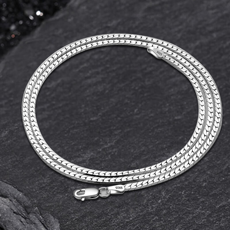 Simple Sterling Silver Snake Bone Chain Necklace