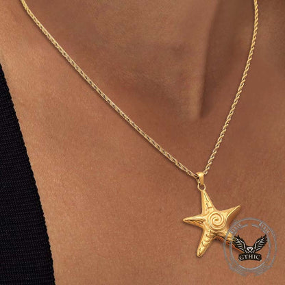 Simple Swirl Starfish Stainless Steel Necklace