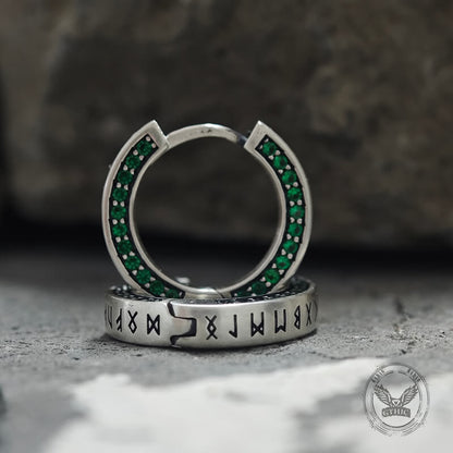 Simple Viking Runes Zircon Sterling Silver Stud Earrings