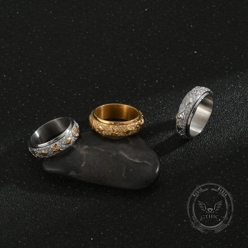 Six-character Mantra Stainless Steel Spinner Ring