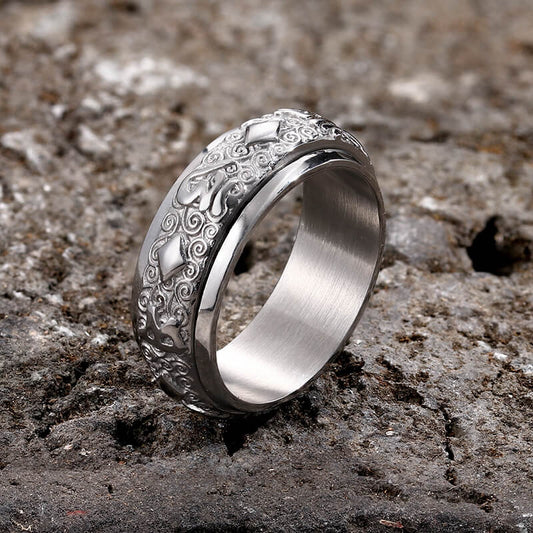 Six-character Mantra Stainless Steel Spinner Ring