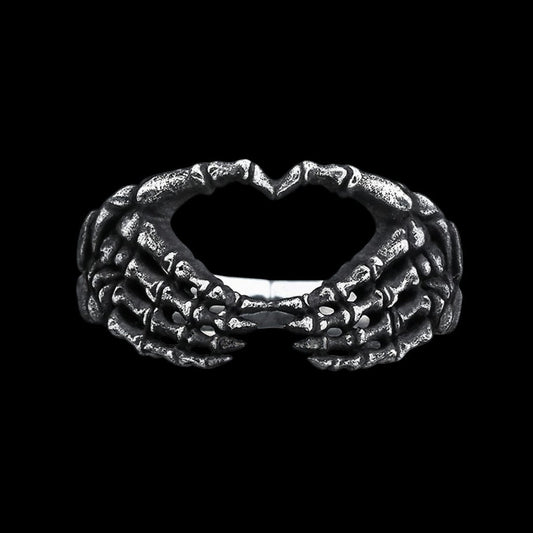 Skeleton Hands Heart Ring