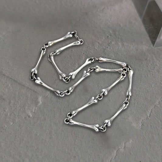 Skeleton Bone Link Chain Sterling Silver Necklace