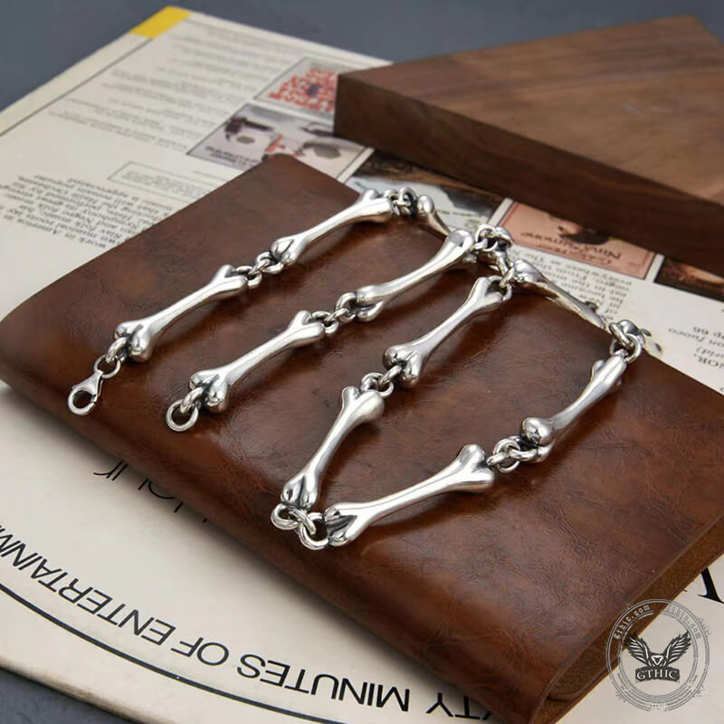 Skeleton Bone Link Chain Sterling Silver Necklace