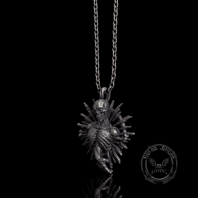 Skeleton Bones Sterling Silver Skull Pendant
