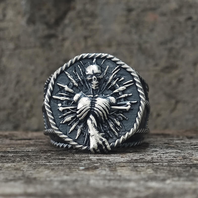 Skeleton Bones Sterling Silver Skull Ring