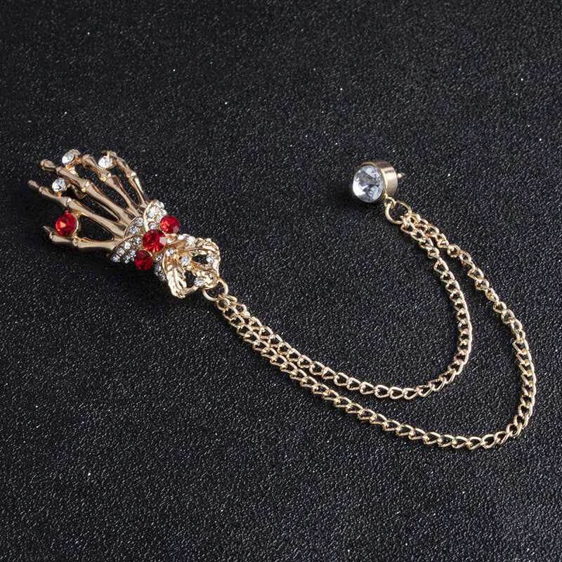 Skeleton Hand Alloy Skull Brooch