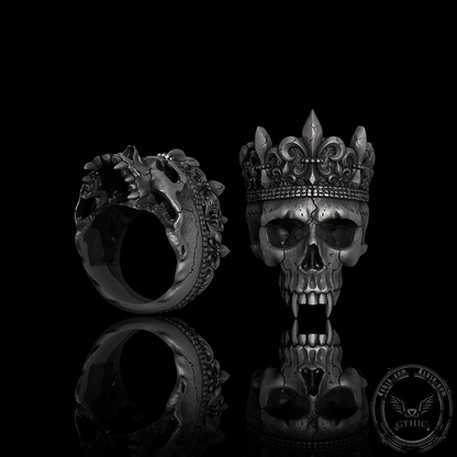 Skeleton King Crown Sterling Silver Skull Ring