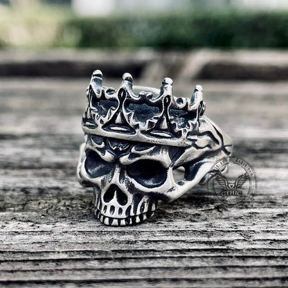 Skeleton King With Crown Sterling Silver Skull Ring