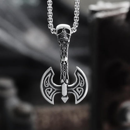 Skeleton Tomahawk Pure Tin Viking Necklace