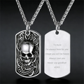 Gothic Skull Dog Tag Pendant Necklace for