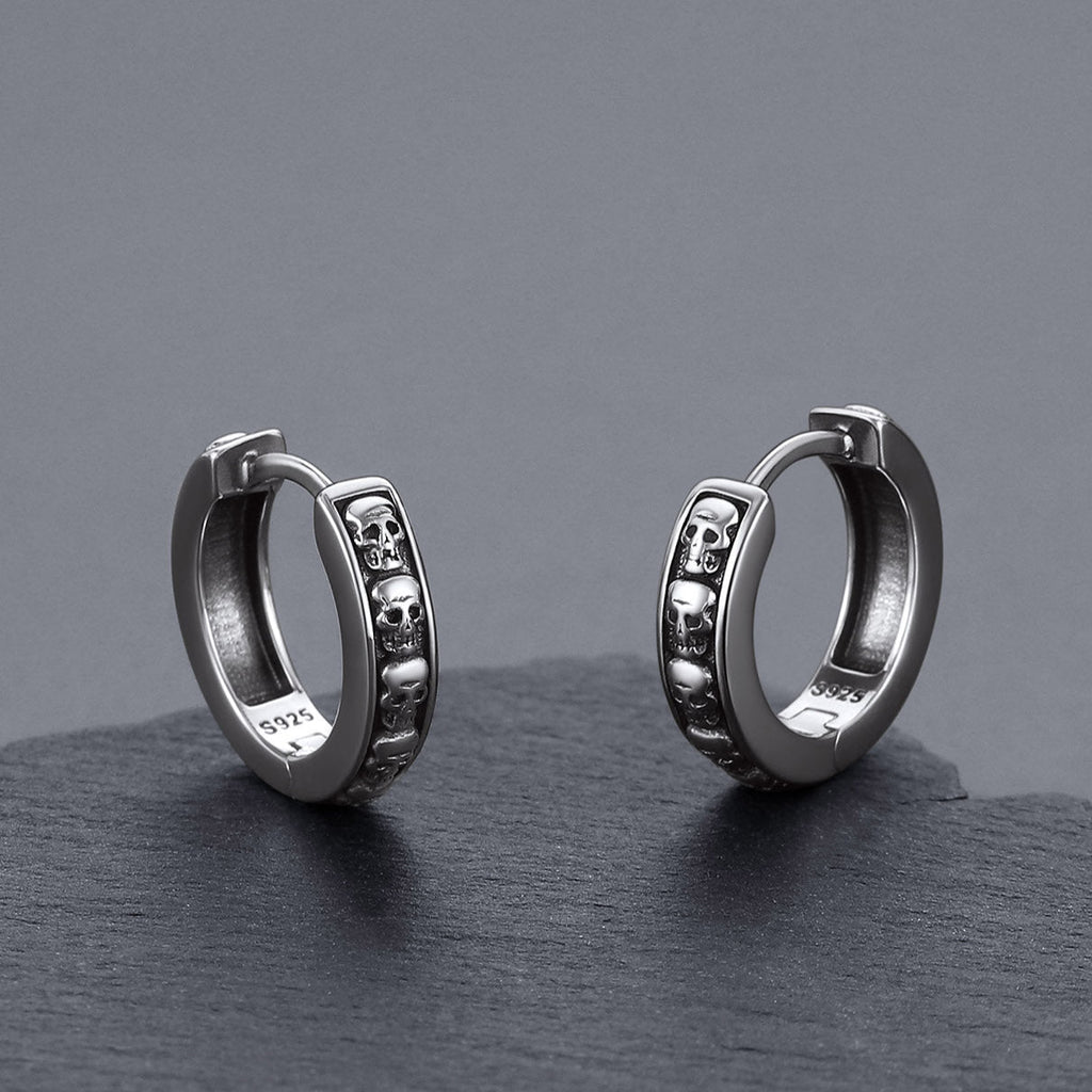 Gothic Skull Huggie Hoop Earrings for
