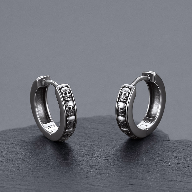 Gothic Skull Huggie Hoop Earrings for