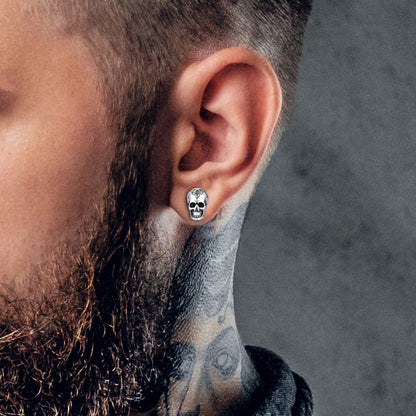Celtic Triquetra Skull Stud Earrings for