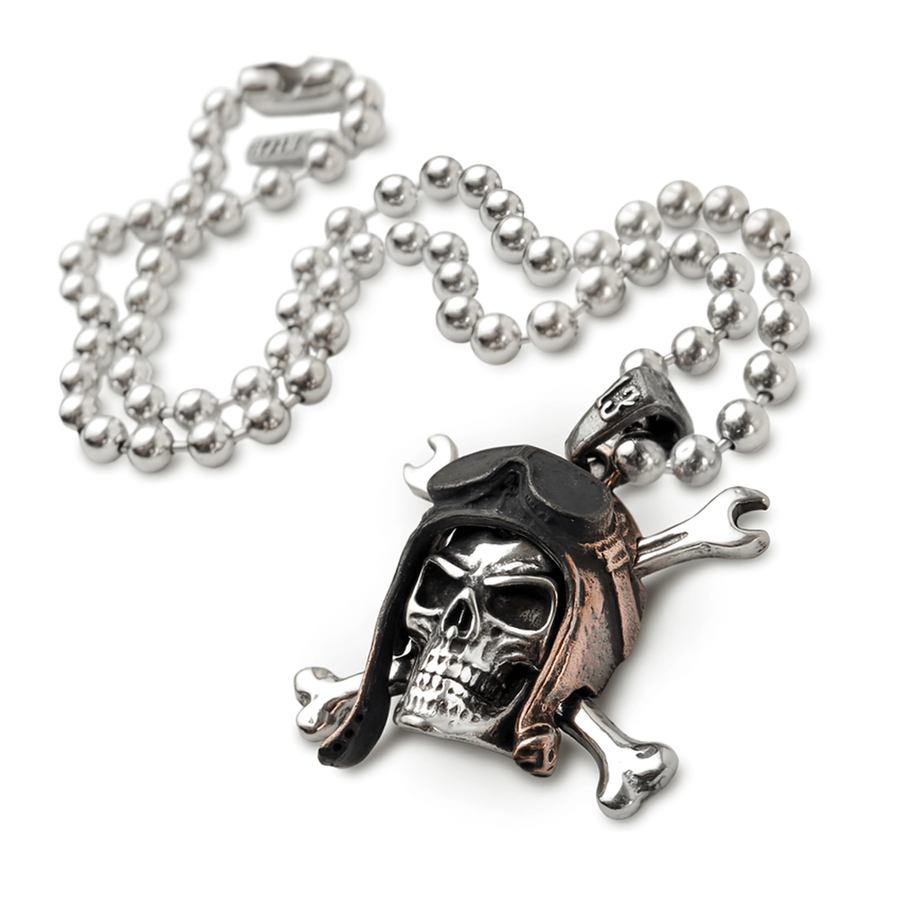 Skull Pilot Pendant With Crossed Spannerbones