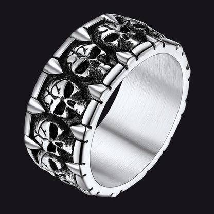 Gothic Black Onyx Signet Ring With Skull for