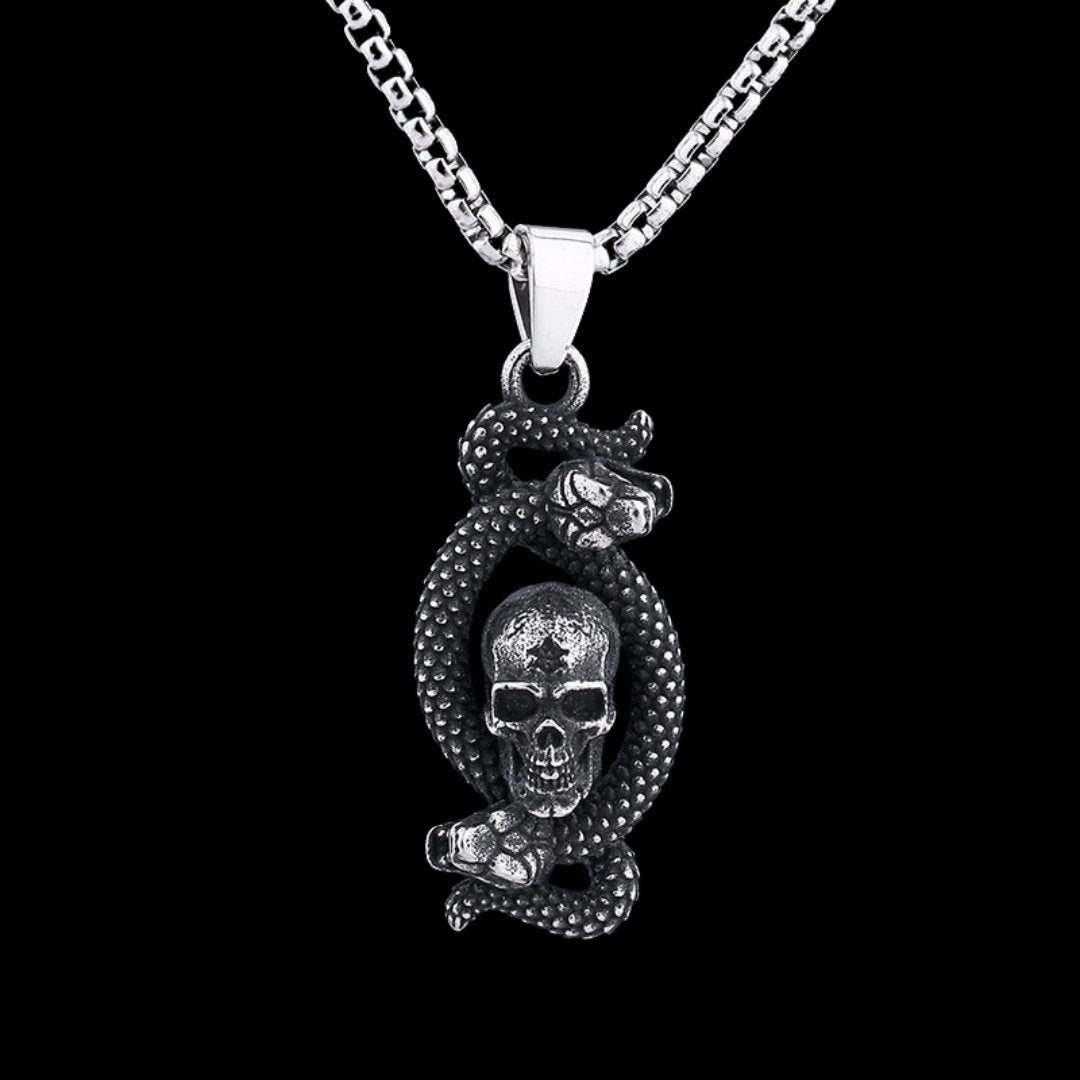 Skull With Snake Pendant