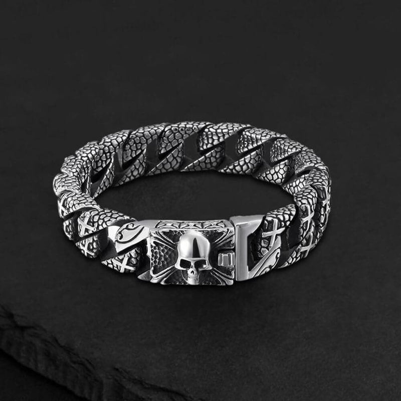 Skull and Cross Stainless Steel Bracelet