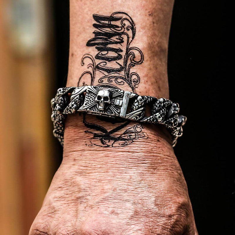 Skull and Cross Stainless Steel Bracelet