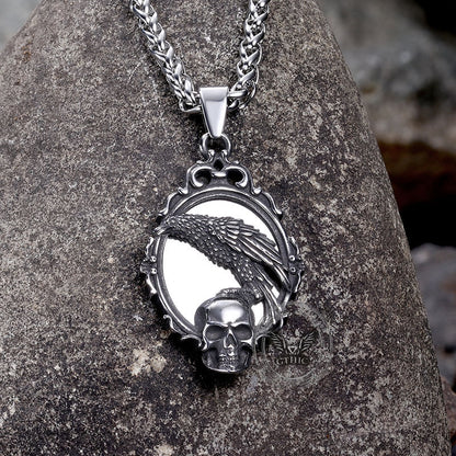 Skull and Raven Stainless Steel Pendant