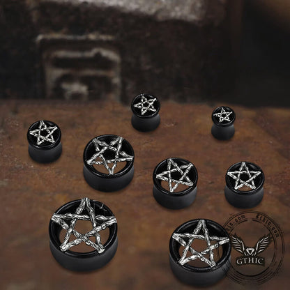 Skull and Star Wood Alloy Ear Gauges