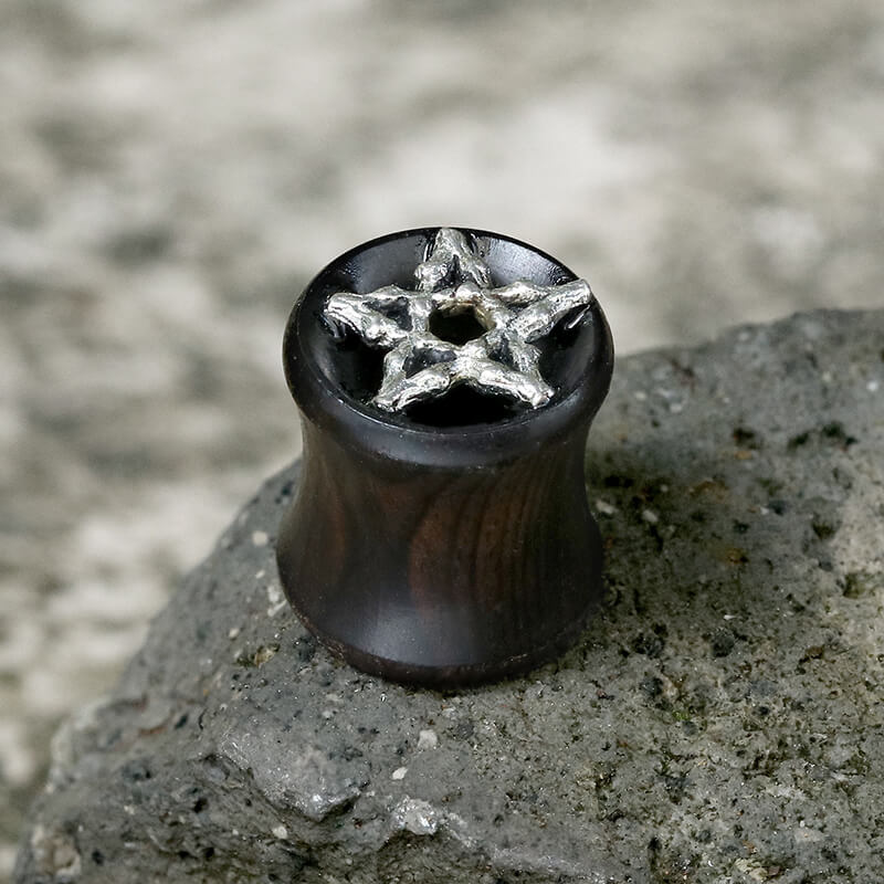 Skull and Star Wood Alloy Ear Gauges
