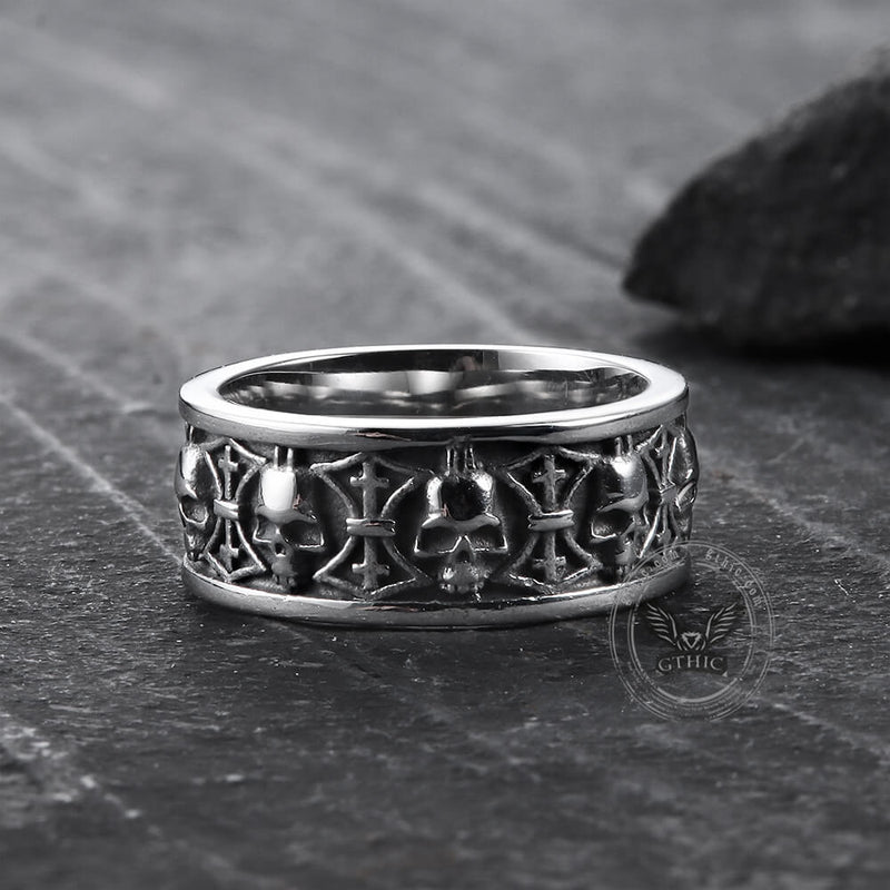 Skull Badass Stainless Steel Band Ring