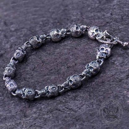 Skull Head Sterling Silver Bracelet