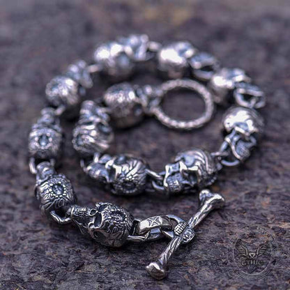Skull Head Sterling Silver Bracelet