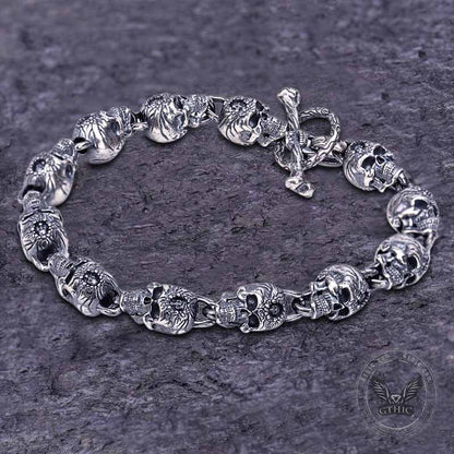 Skull Head Sterling Silver Bracelet