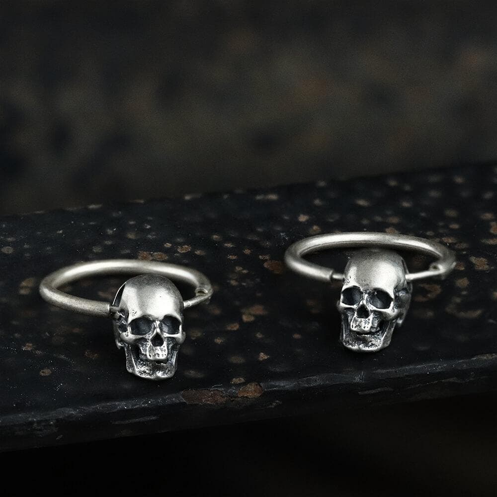 Skull Head Sterling Silver Earring