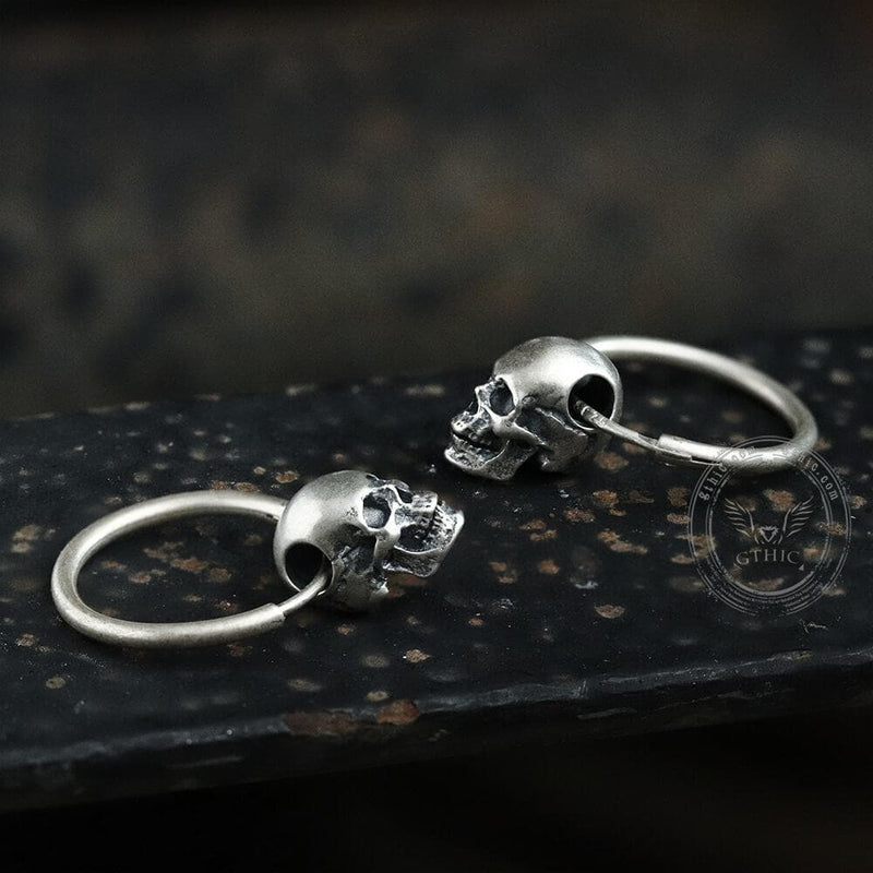 Skull Head Sterling Silver Earring